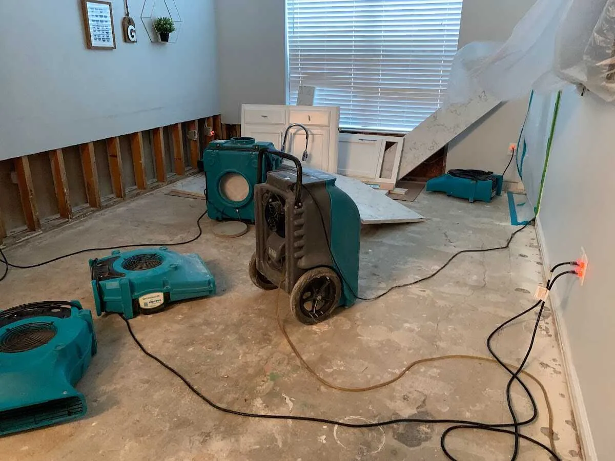 Dehumidifier in flood-cut room for Water Damage Restoration in Swissvale